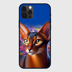 Чехол для iPhone 12 Pro Абиссинка на фоне стены с граффити, цвет: 3D-черный