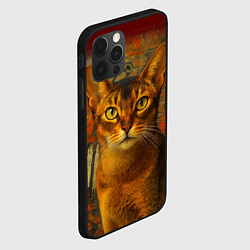 Чехол для iPhone 12 Pro Абиссинская кошка на фоне кирпичной стены с граффи, цвет: 3D-черный — фото 2