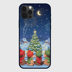 Чехол iPhone 12 Pro Лошадки в новогоднюю ночь