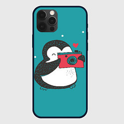 Чехол iPhone 12 Pro Пингвин с фотоаппаратом