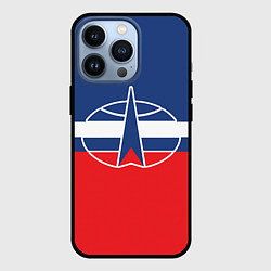 Чехол для iPhone 13 Pro Флаг космический войск РФ, цвет: 3D-черный