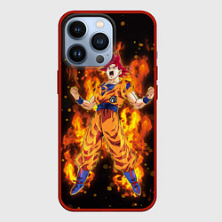 Чехол для iPhone 13 Pro Fire Goku, цвет: 3D-красный