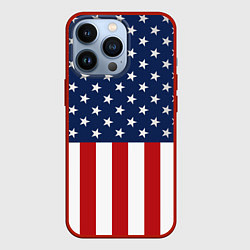 Чехол для iPhone 13 Pro Флаг США, цвет: 3D-красный