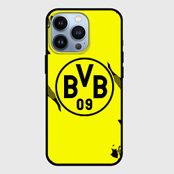 Чехол для iPhone 13 Pro FC Borussia Dortmund: Yellow & Black, цвет: 3D-черный