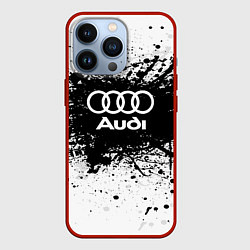 Чехол для iPhone 13 Pro Audi: Black Spray, цвет: 3D-красный