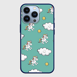 Чехол для iPhone 13 Pro Love of Unicorns, цвет: 3D-тёмно-синий