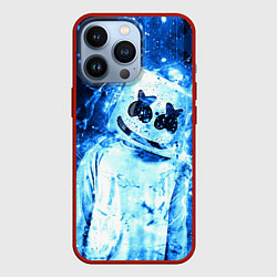 Чехол для iPhone 13 Pro Marshmello: Blue Liquid, цвет: 3D-красный