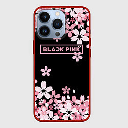 Чехол для iPhone 13 Pro Black Pink: Pink Sakura, цвет: 3D-красный