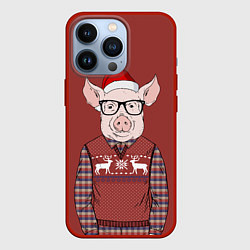 Чехол для iPhone 13 Pro New Year: Pink Piggy, цвет: 3D-красный