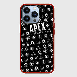 Чехол для iPhone 13 Pro Apex Legends: Black Pattern, цвет: 3D-красный