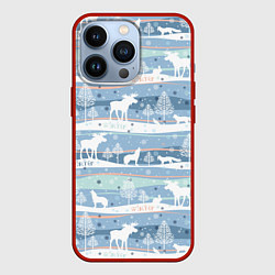 Чехол для iPhone 13 Pro Зимний мотив, цвет: 3D-красный