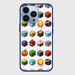 Чехол для iPhone 13 Pro Minecraft Cubes, цвет: 3D-тёмно-синий