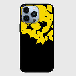 Чехол для iPhone 13 Pro Желтые Листья - Минимализм, цвет: 3D-черный