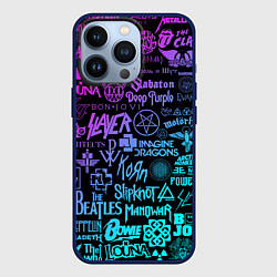 Чехол для iPhone 13 Pro ЛОГОТИПЫ РОК ГРУПП, цвет: 3D-тёмно-синий