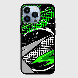 Чехол для iPhone 13 Pro Black and green corners, цвет: 3D-черный
