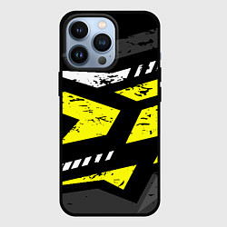 Чехол для iPhone 13 Pro Black yellow abstract sport style, цвет: 3D-черный