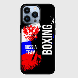 Чехол для iPhone 13 Pro Boxing Russia Team и герб РФ, цвет: 3D-черный