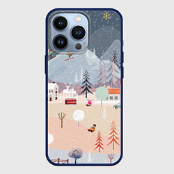 Чехол для iPhone 13 Pro Новогодние каникулы, цвет: 3D-тёмно-синий