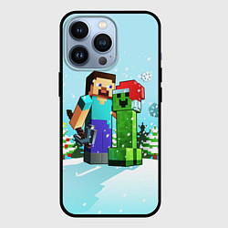 Чехол для iPhone 13 Pro MINECRAFT НОВОГОДНИЙ, цвет: 3D-черный