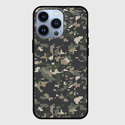 Чехол для iPhone 13 Pro Пиксельный камуфляж, цвет: 3D-черный