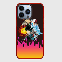 Чехол iPhone 13 Pro MY HERO ACADEMIA разноцветное пламя