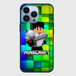 Чехол для iPhone 13 Pro Minecraft Майнкрафт, цвет: 3D-тёмно-синий
