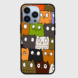 Чехол для iPhone 13 Pro СОВЫ КОТИКИ, цвет: 3D-черный