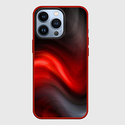 Чехол iPhone 13 Pro BLACK RED WAVES АБСТРАКЦИЯ