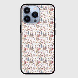 Чехол для iPhone 13 Pro Новогодний лес, цвет: 3D-черный