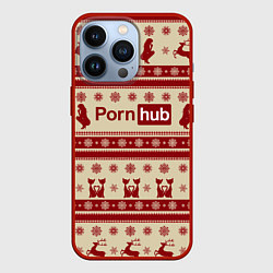 Чехол для iPhone 13 Pro Pornhub Новый год, цвет: 3D-красный