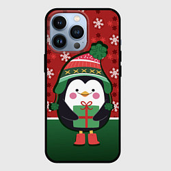 Чехол для iPhone 13 Pro Пингвин Новый год, цвет: 3D-черный