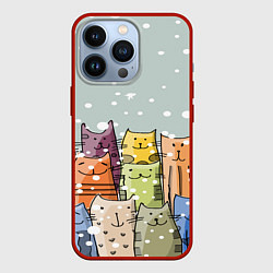Чехол для iPhone 13 Pro Котики, цвет: 3D-красный