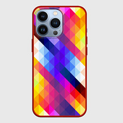 Чехол для iPhone 13 Pro Пиксельная радуга, цвет: 3D-красный