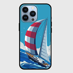 Чехол для iPhone 13 Pro ПАРУСНИК В МОРЕ ЛЮБЛЮ МОРЕ Z, цвет: 3D-черный