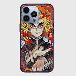 Чехол для iPhone 13 Pro Ренгоку Клинок демонов, цвет: 3D-тёмно-синий