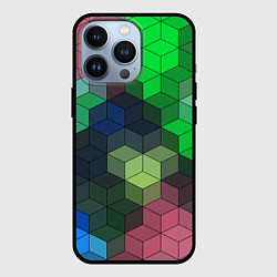 Чехол для iPhone 13 Pro Разноцветный геометрический уз, цвет: 3D-черный