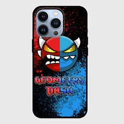 Чехол для iPhone 13 Pro Geometry Dash Red Blue, цвет: 3D-черный