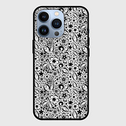 Чехол для iPhone 13 Pro Черное кружево цветочное, цвет: 3D-черный