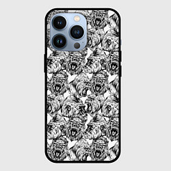 Чехол для iPhone 13 Pro Злые Гориллы - Паттерн, цвет: 3D-черный