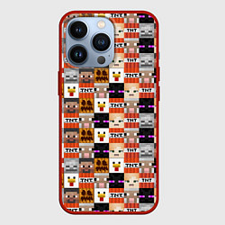 Чехол iPhone 13 Pro MINECRAFT КУБИКИ ПЕРСОНАЖИ
