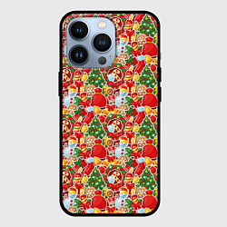 Чехол для iPhone 13 Pro Merry Christmas символика, цвет: 3D-черный