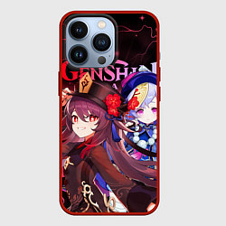 Чехол для iPhone 13 Pro Ху Тао и Ци Ци, Genshin Impact, цвет: 3D-красный