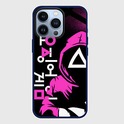 Чехол для iPhone 13 Pro Игра в кальмара красные костюмы, цвет: 3D-тёмно-синий