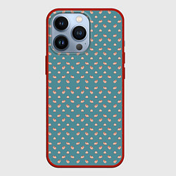 Чехол для iPhone 13 Pro Паттерн хомячков, цвет: 3D-красный