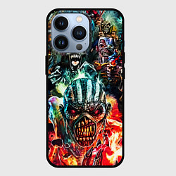 Чехол для iPhone 13 Pro Iron Maiden allover, цвет: 3D-черный