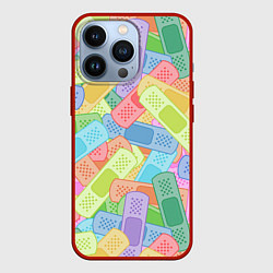 Чехол для iPhone 13 Pro Цветные пластыри, цвет: 3D-красный