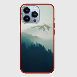 Чехол для iPhone 13 Pro ДРАКОНЫ НАД ЛЕСОМ DRAGON, цвет: 3D-красный