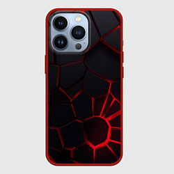 Чехол для iPhone 13 Pro Адские 3D плиты 3Д геометрия плиты, цвет: 3D-красный