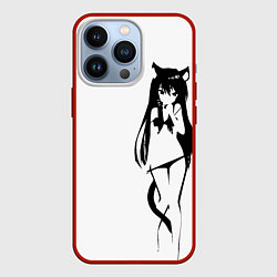 Чехол для iPhone 13 Pro Чб Неко в лифчике, цвет: 3D-красный