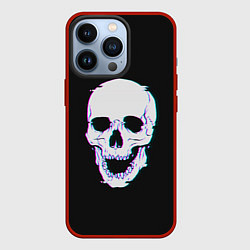 Чехол для iPhone 13 Pro Неоновый светящийся череп, цвет: 3D-красный
